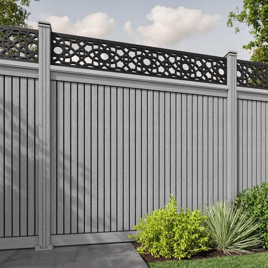 Virtis Ambar Fence Panel - Light Grey - with our composite posts