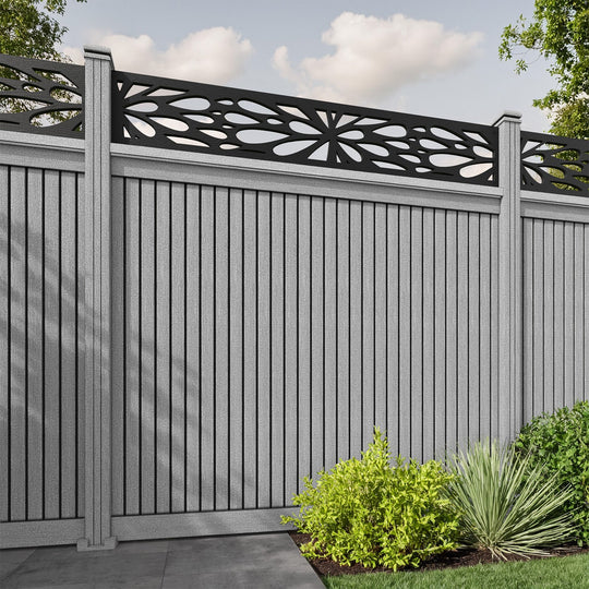 Virtis Blossom Fence Panel - Light Grey - with our composite posts