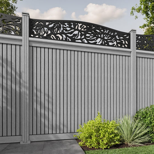 Virtis Botanic Curved Top Fence Panel - Light Grey - with our composite posts