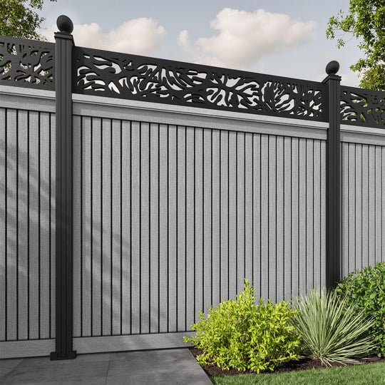 Virtis Botanic Fence Panel - Light Grey - with our aluminium posts