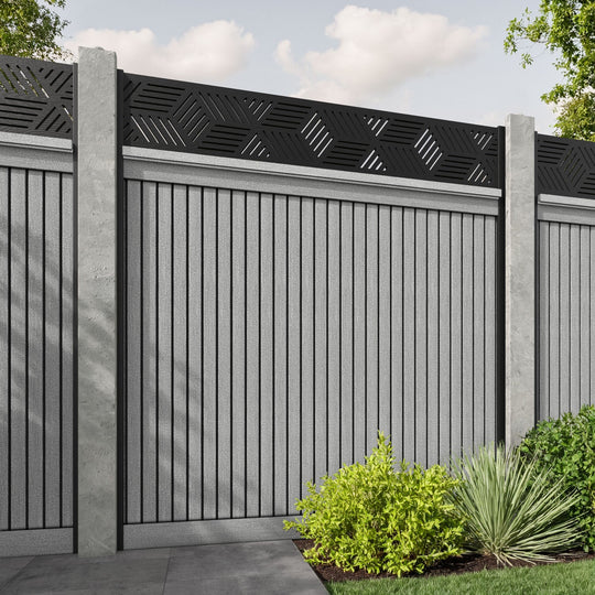 Virtis Cubed Fence Panel - Light Grey - for existing concrete posts