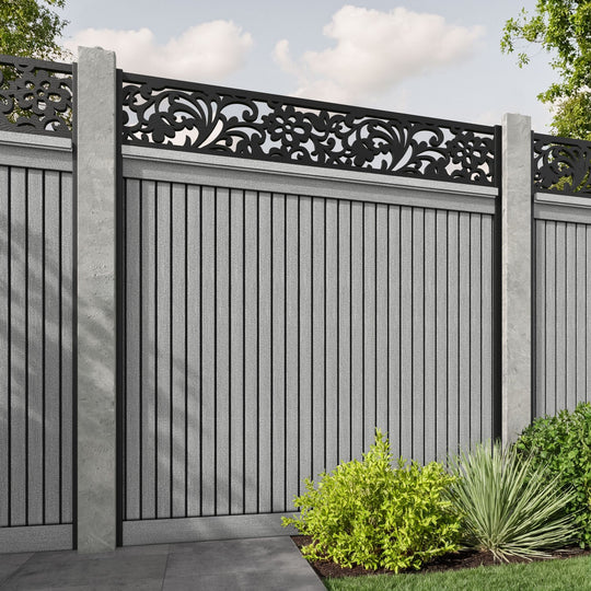 Virtis Eden Fence Panel - Light Grey - for existing concrete posts