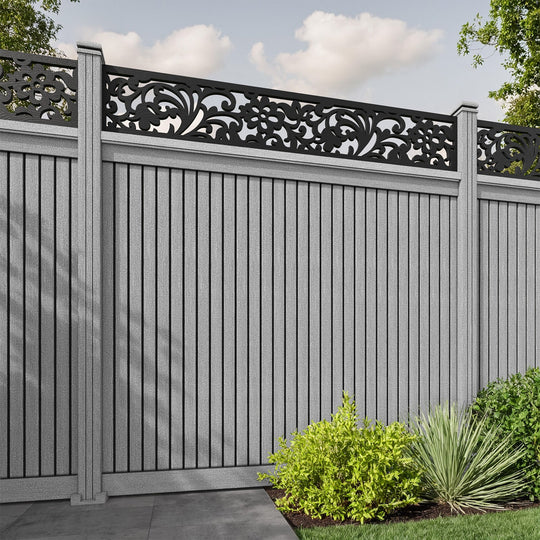 Virtis Eden Fence Panel - Light Grey - with our composite posts