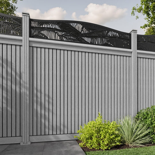 Virtis Feather Curved Top Fence Panel - Light Grey - with our composite posts