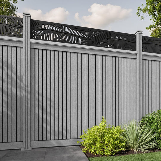 Virtis Feather Fence Panel - Light Grey - with our composite posts