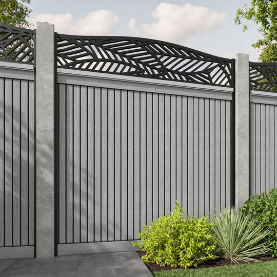 Virtis Habitat Curved Top Fence Panel - Light Grey - for existing concrete posts