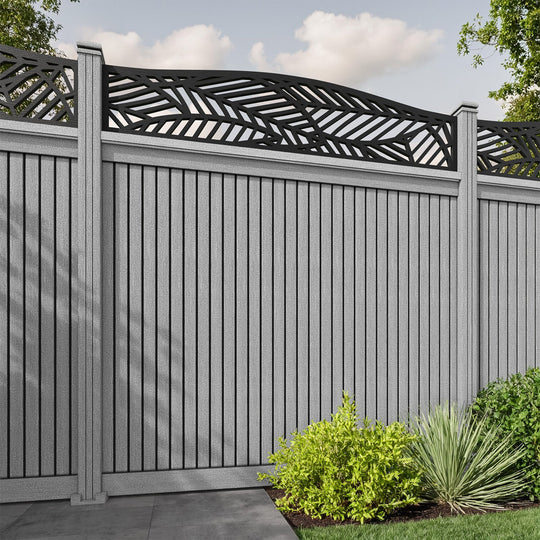 Virtis Habitat Curved Top Fence Panel - Light Grey - with our composite posts