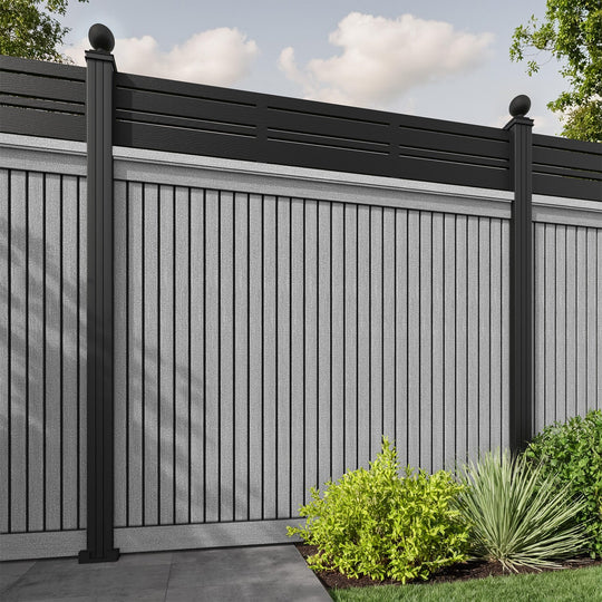 Virtis Linea Fence Panel - Light Grey - with our aluminium posts
