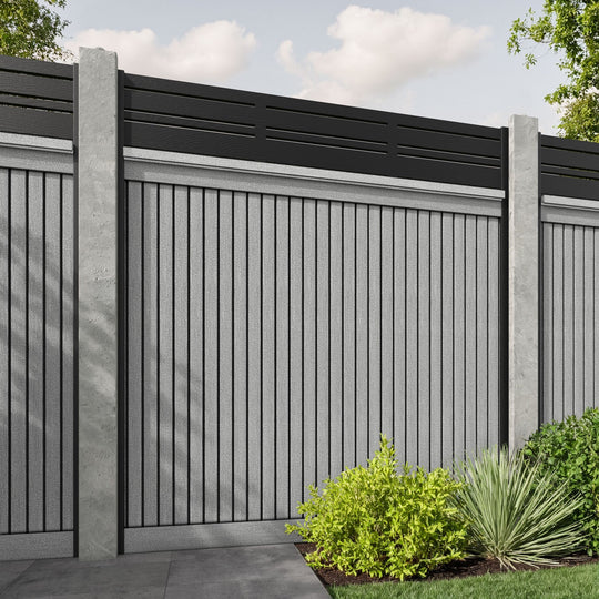 Virtis Linea Fence Panel - Light Grey - for existing concrete posts