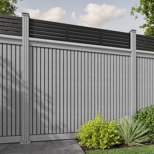 Virtis Aspen Fence Panel - Light Grey - with our composite posts