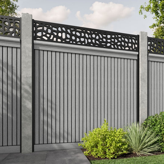 Virtis Pebble Fence Panel - Light Grey - for existing concrete posts