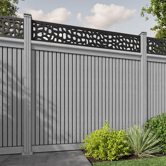 Virtis Pebble Fence Panel - Light Grey - with our composite posts