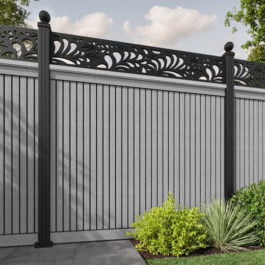 Virtis Petal Fence Panel - Light Grey - with our aluminium posts