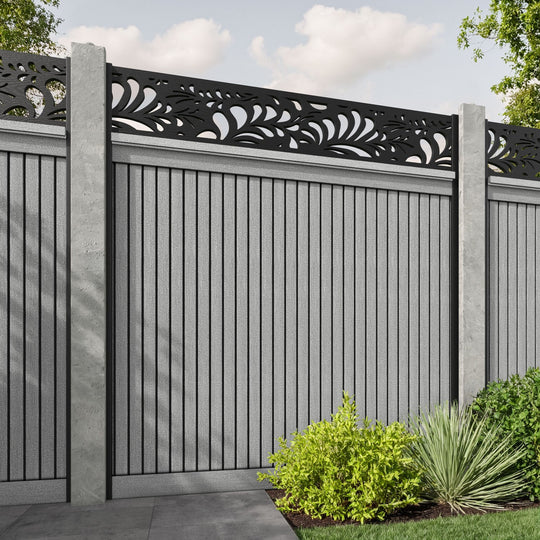 Virtis Petal Fence Panel - Light Grey - for existing concrete posts