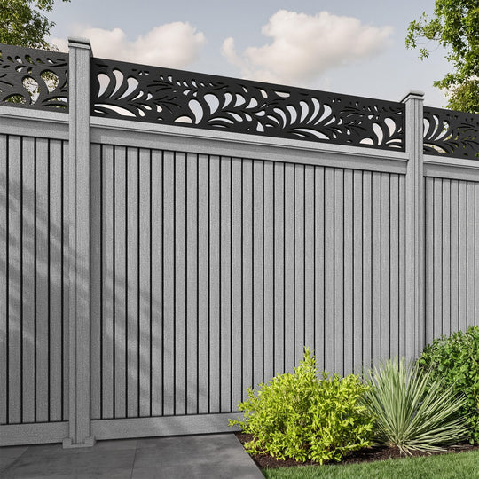 Virtis Petal Fence Panel - Light Grey - with our composite posts