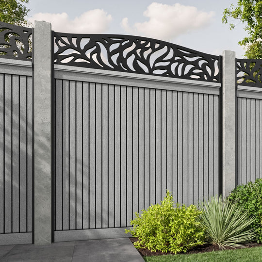 Virtis Plume Curved Top Fence Panel - Light Grey - for existing concrete posts