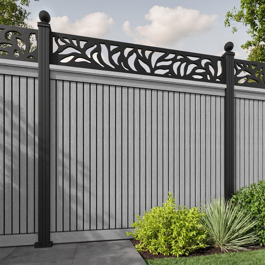 Virtis Plume Fence Panel - Light Grey - with our aluminium posts