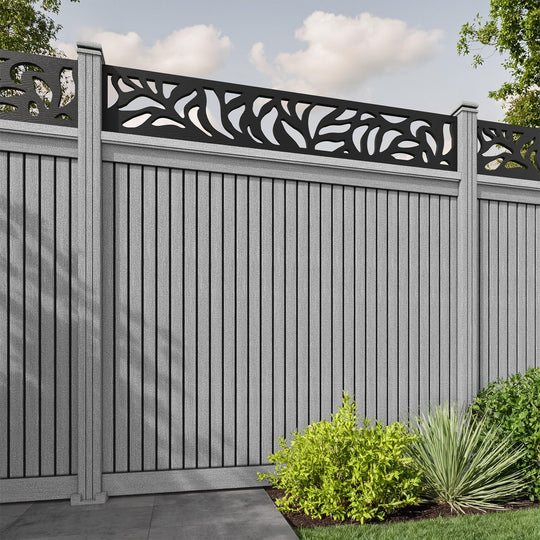 Virtis Plume Fence Panel - Light Grey - with our composite posts
