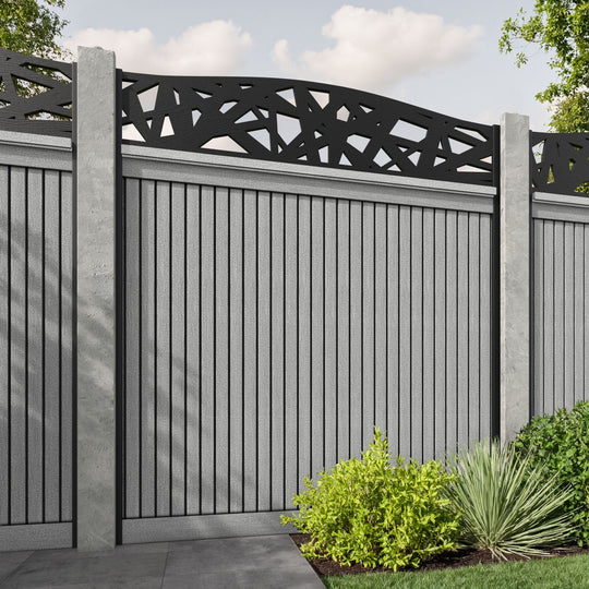 Virtis Prism Curved Top Fence Panel - Light Grey - for existing concrete posts