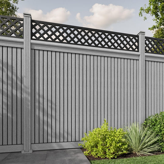 Virtis Hive Fence Panel - Light Grey - with our composite posts