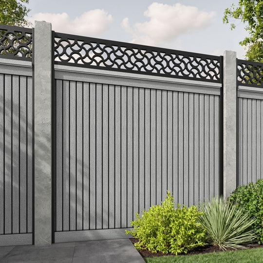 Virtis Vida Fence Panel - Light Grey - for existing concrete posts