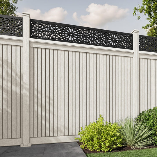 Virtis Alnara Fence Panel - Light Stone - with our composite posts