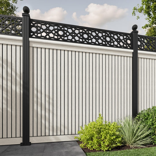 Virtis Ambar Fence Panel - Light Stone - with our aluminium posts