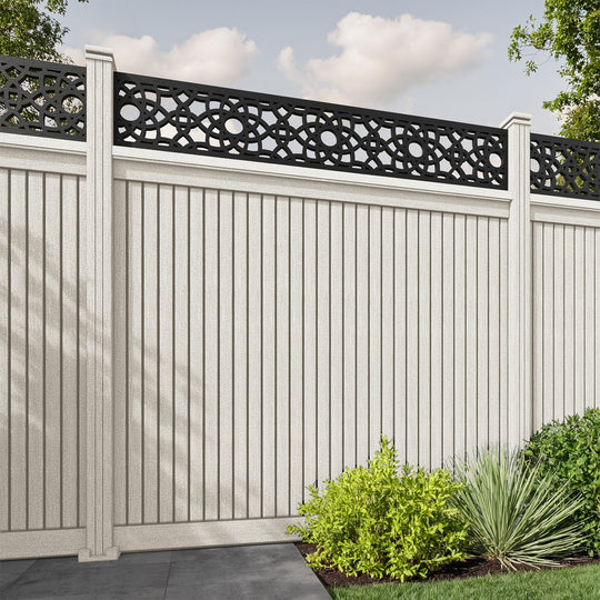 Virtis Ambar Fence Panel - Light Stone - with our composite posts