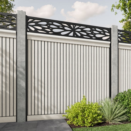 Virtis Blossom Fence Panel - Light Stone - for existing concrete posts