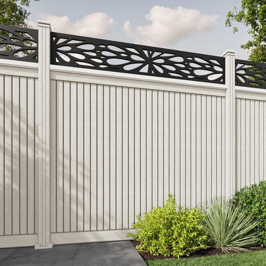 Virtis Blossom Fence Panel - Light Stone - with our composite posts