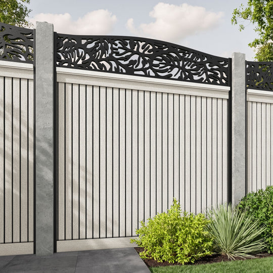Virtis Botanic Curved Top Fence Panel - Light Stone - for existing concrete posts