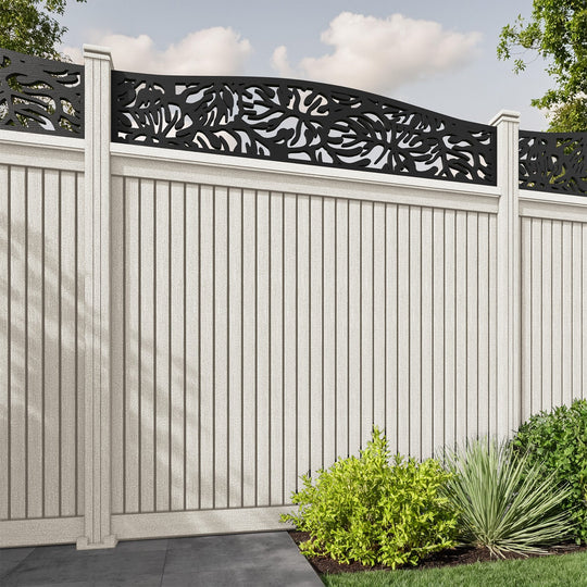 Virtis Botanic Curved Top Fence Panel - Light Stone - with our composite posts