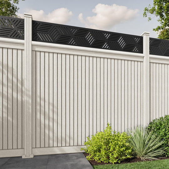 Virtis Cubed Fence Panel - Light Stone - with our composite posts