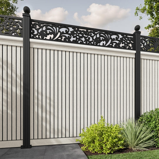 Virtis Eden Fence Panel - Light Stone - with our aluminium posts