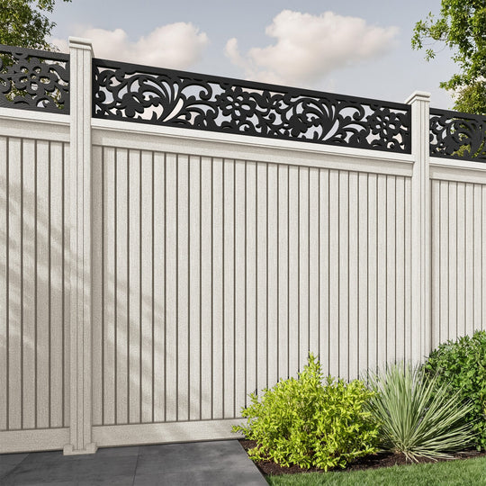 Virtis Eden Fence Panel - Light Stone - with our composite posts