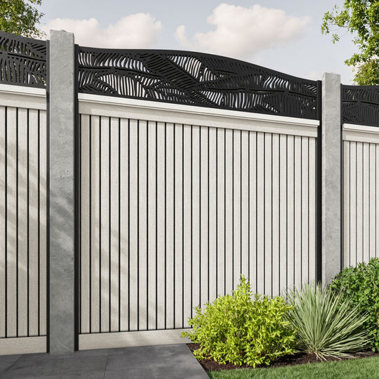 Virtis Feather Curved Top Fence Panel - Light Stone - for existing concrete posts