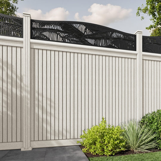 Virtis Feather Curved Top Fence Panel - Light Stone - with our composite posts