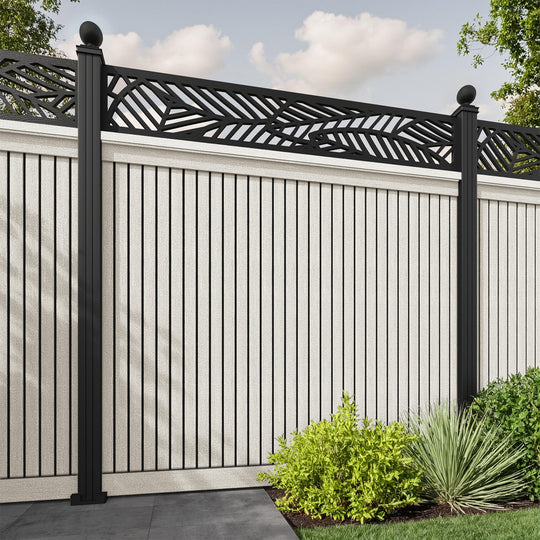 Virtis Habitat Fence Panel - Light Stone - with our aluminium posts