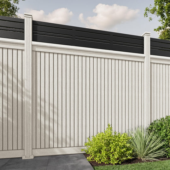 Virtis Linea Fence Panel - Light Stone - with our composite posts