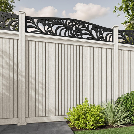 Virtis Petal Curved Top Fence Panel - Light Stone - with our composite posts