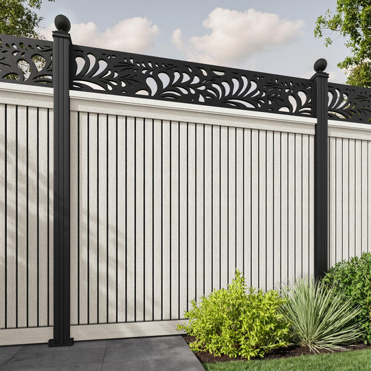 Virtis Petal Fence Panel - Light Stone - with our aluminium posts