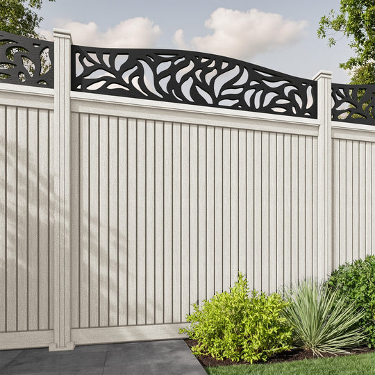 Virtis Plume Curved Top Fence Panel - Light Stone - with our composite posts