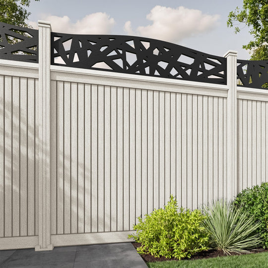 Virtis Prism Curved Top Fence Panel - Light Stone - with our composite posts