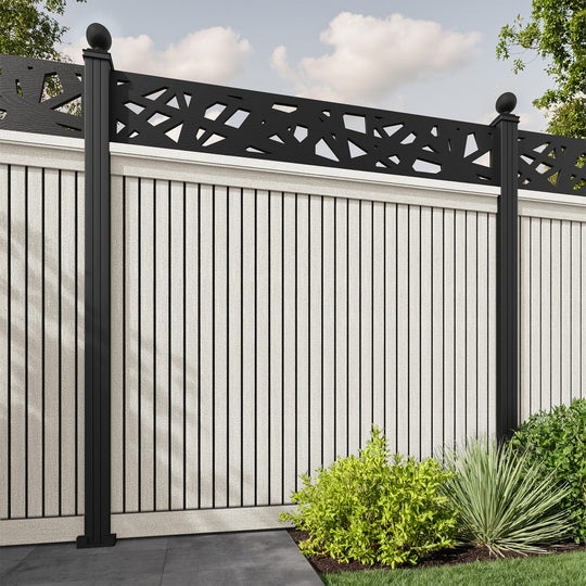 Virtis Prism Fence Panel - Light Stone - with our aluminium posts