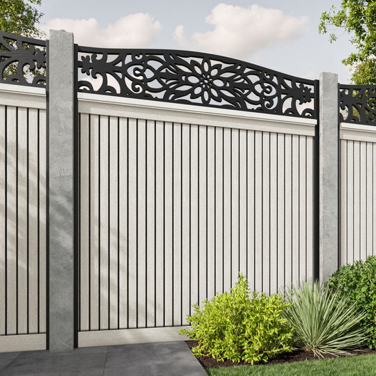 Virtis Windsor Curved Top Fence Panel - Light Stone - for existing concrete posts