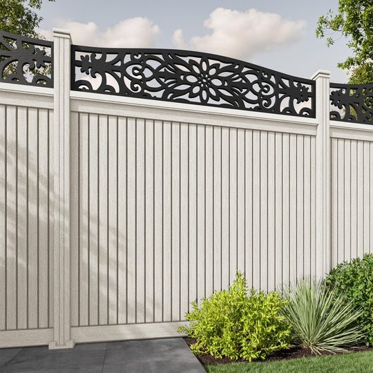 Virtis Windsor Curved Top Fence Panel - Light Stone - with our composite posts