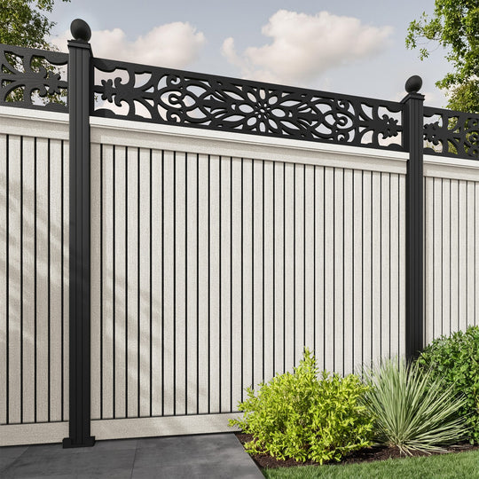 Virtis Windsor Fence Panel - Light Stone - with our aluminium posts