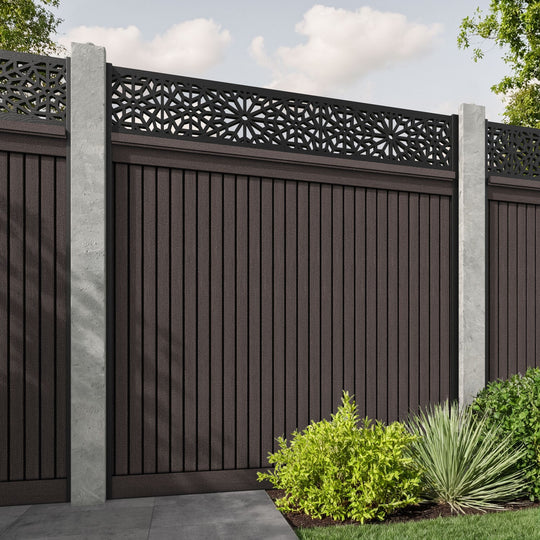 Virtis Alnara Fence Panel - Mid Brown - for existing concrete posts
