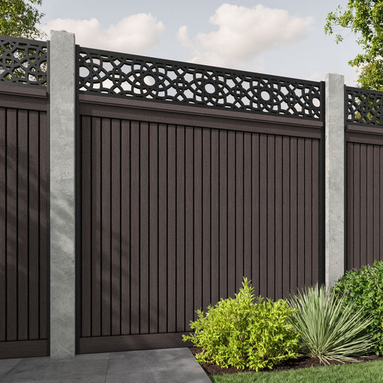 Virtis Ambar Fence Panel - Mid Brown - for existing concrete posts