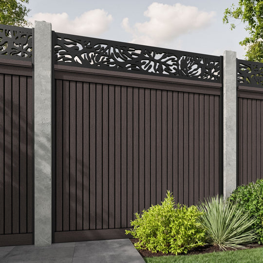 Virtis Botanic Fence Panel - Mid Brown - for existing concrete posts